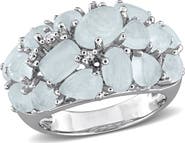 DELMAR Milky Aquamarine & Diamond Dome Ring