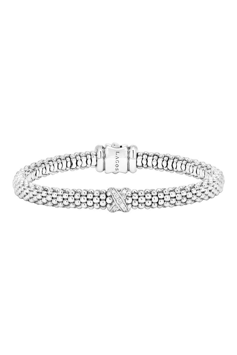 Signature Caviar Diamond Rope Bracelet, Alternate, color, STERLING SILVER