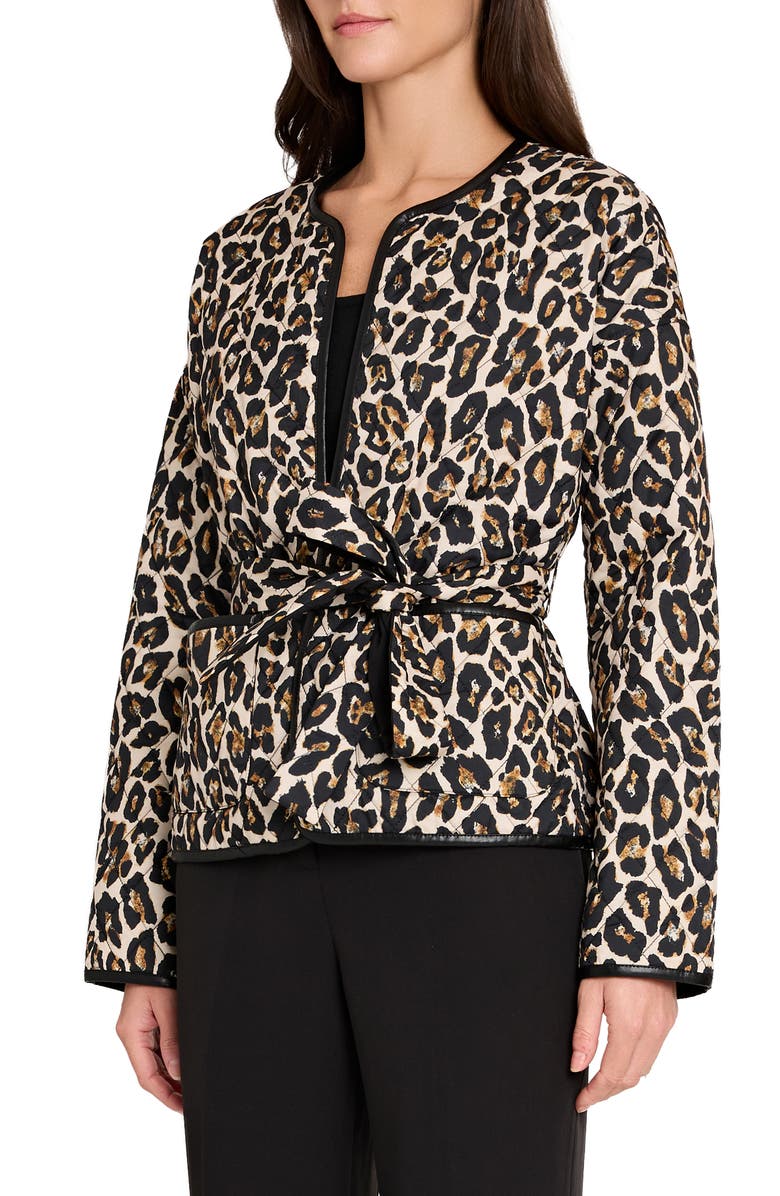 Tahari ASL Quilted Reversible Jacket, Alternate, color, Natural Leopard