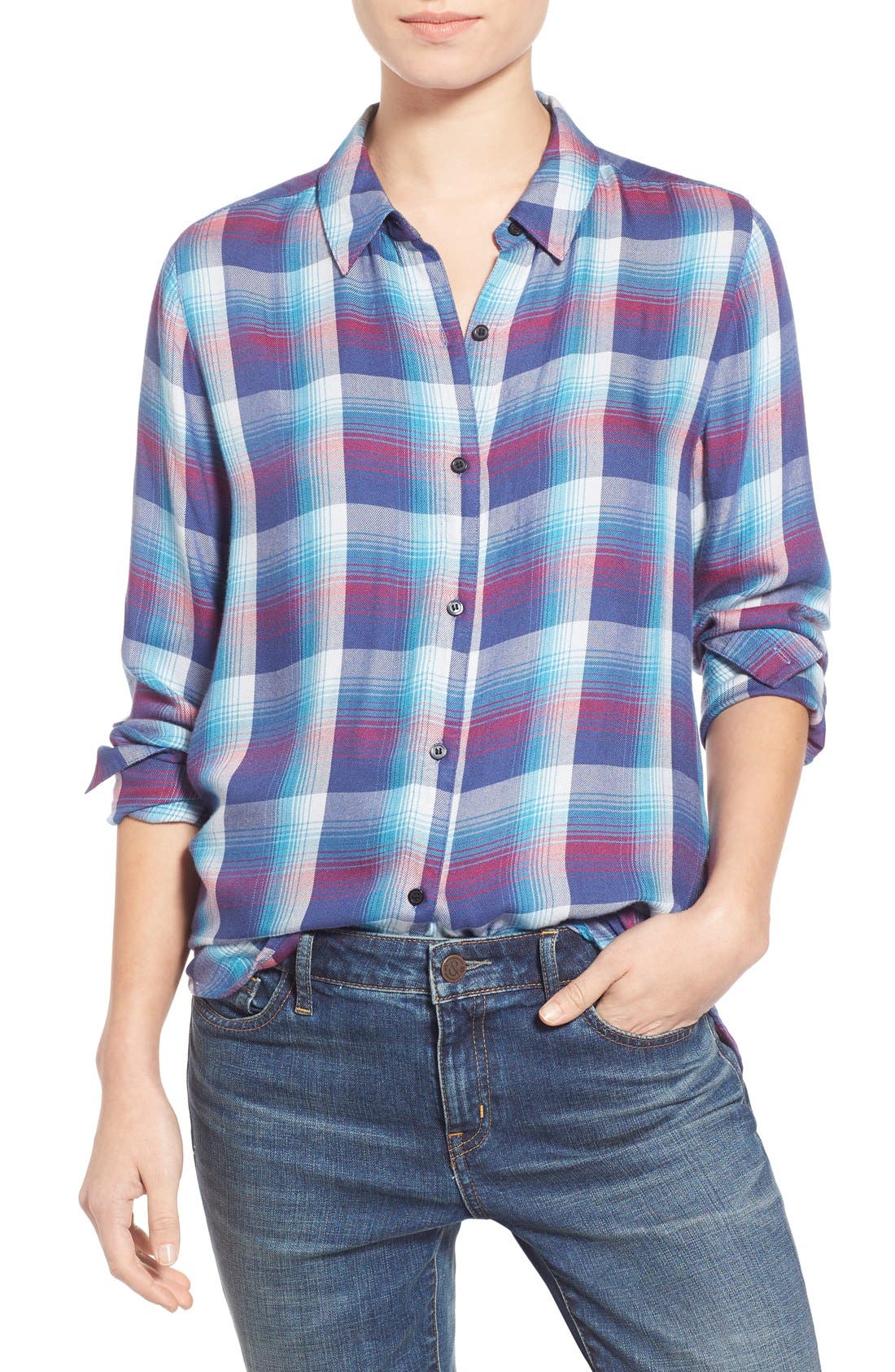 Treasure & Bond Treasure&Bond 'Long & Lean' Plaid Shirt (Women) | Nordstrom