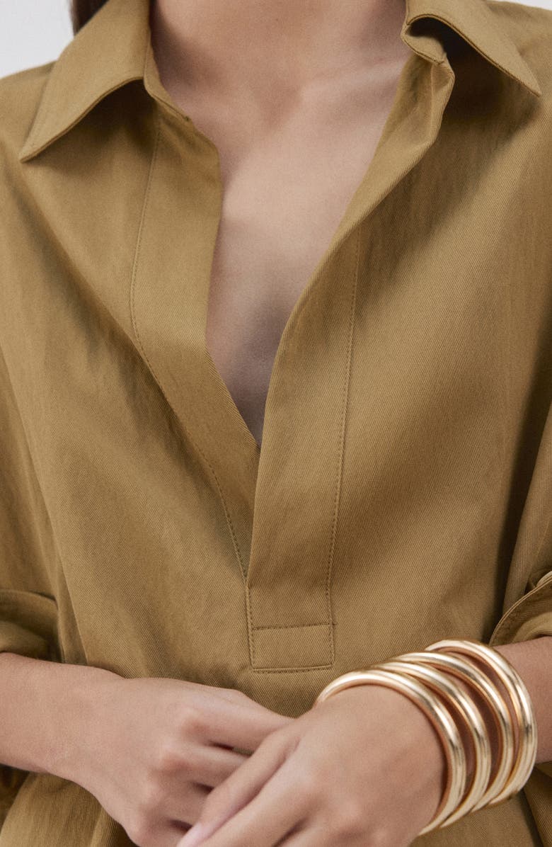 MANGO Oversize Popover Shirt, Alternate, color, Khaki