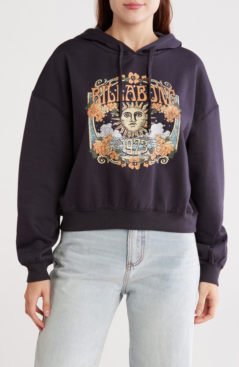 Billabong Lazy Daze Crop Hoodie, Main, color, Black 4