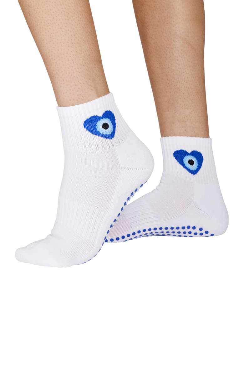 Souls. Evil Eye Ankle Grip Socks, Main, color, White