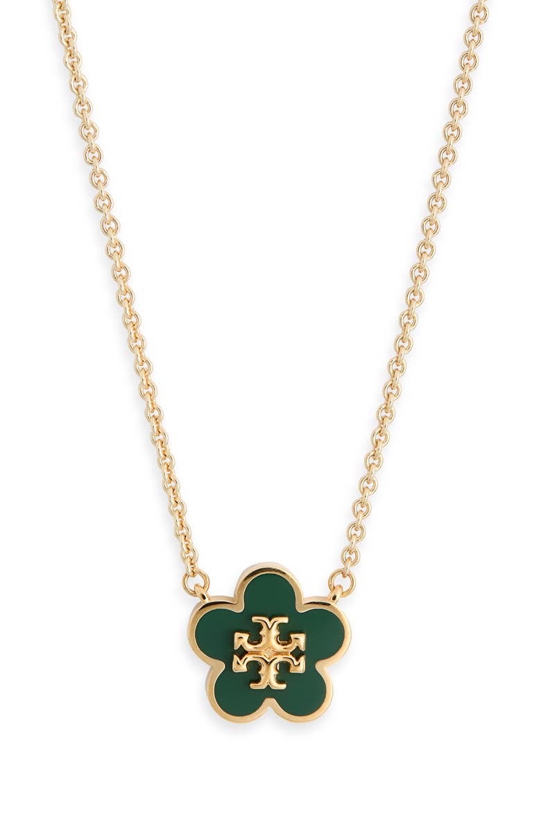 Tory Burch Forget Me Not Enamel Pendant Necklace, Main, color, 