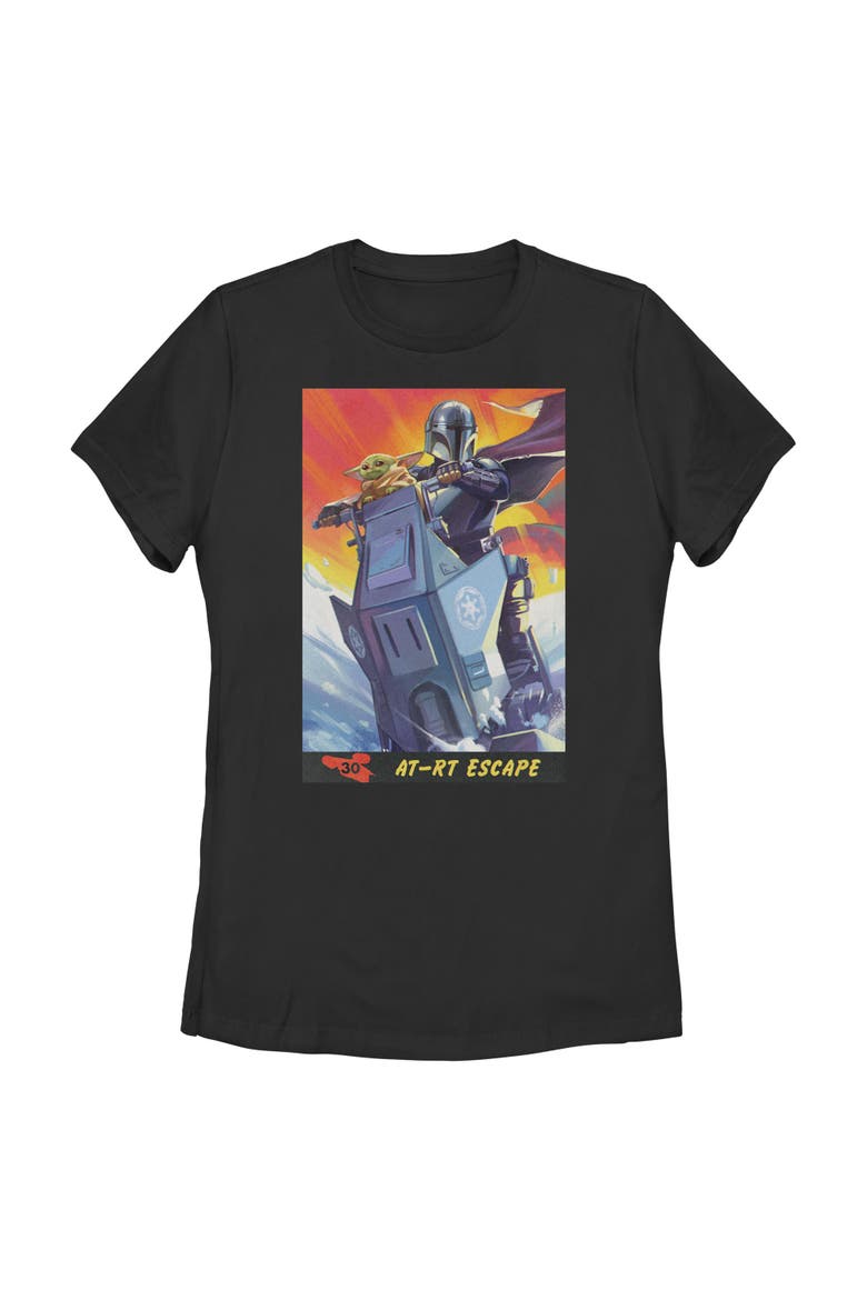 Women's Star Wars The Mandalorian and Grogu AT RT Escape Comic Art  Graphic T-Shirt, Main, color, Black