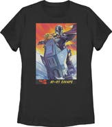 Star Wars: The Mandalorian and Grogu Women's Star Wars The Mandalorian and Grogu AT RT Escape Comic Art  Graphic T-Shirt
