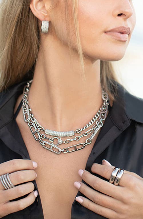 Sheryl Lowe Black Diamond Bar On Curb Chain Necklace In Sterling Silver