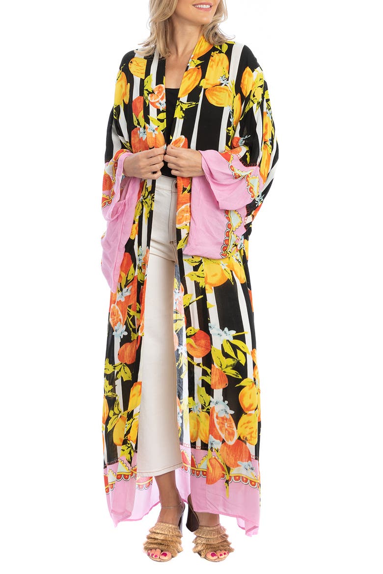 Citrus Motif Maxi Topper, Main, color, BLACK