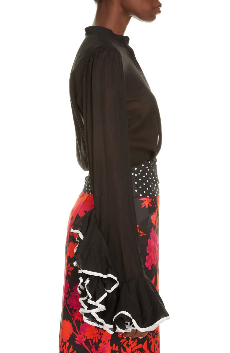 Dries Van Noten Ruffle Cuff Cotton Shirt, Alternate, color,