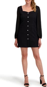 Laundry by Shelli Segal Isla Long Sleeve Mixed Media Minidress