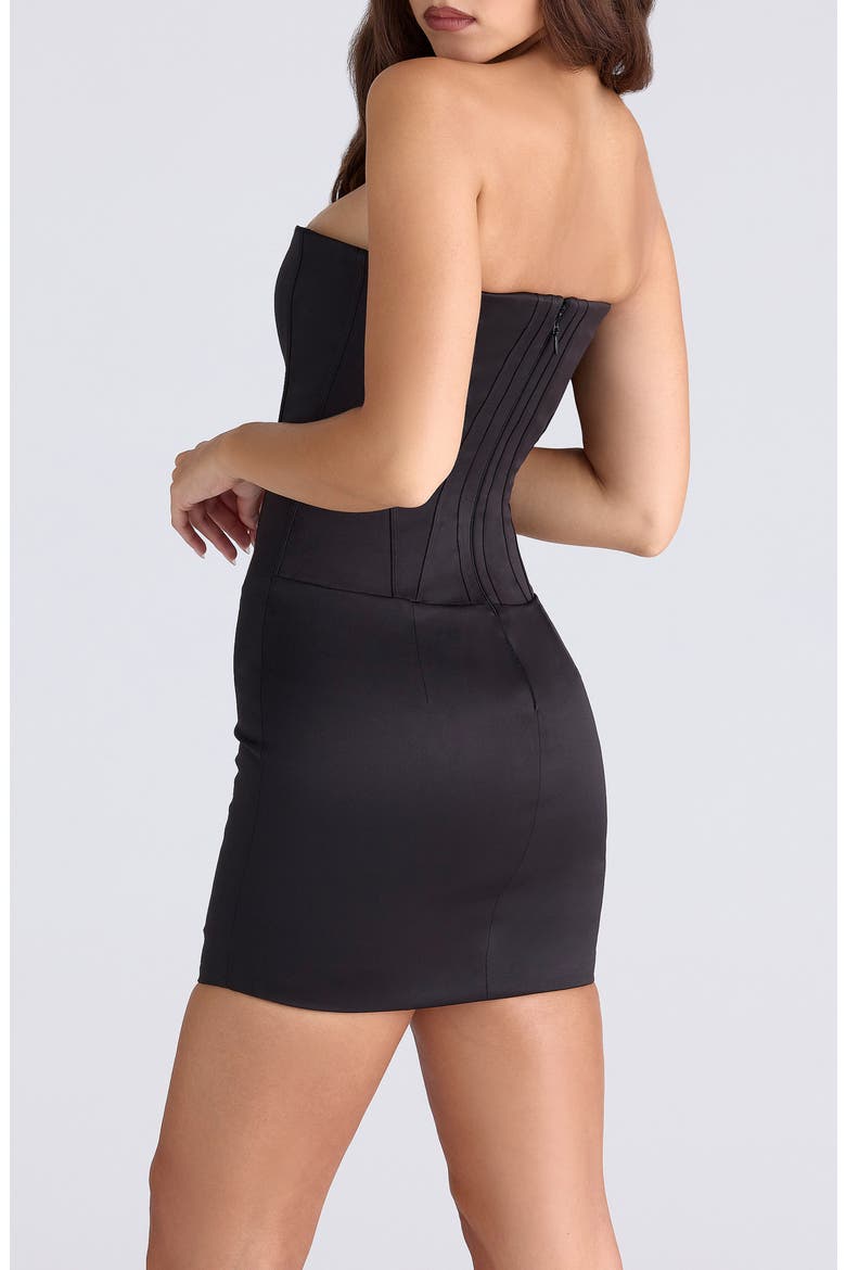 Laila Strapless Satin Minidress, Alternate, color, BLACK