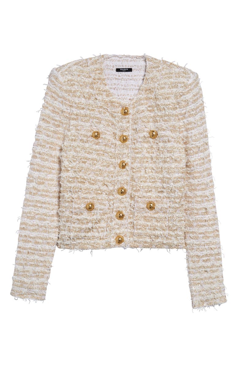 Balmain Metallic Tweed Jacket, Main, color,