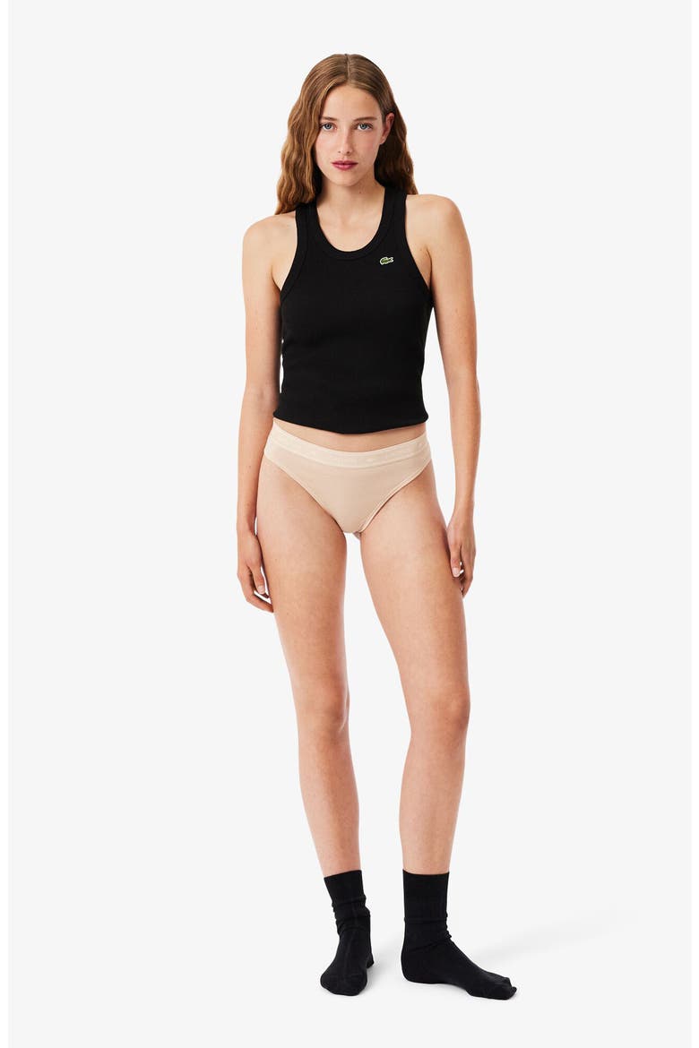 Stretch Cotton Jersey Thong, Alternate, color, BISCUIT