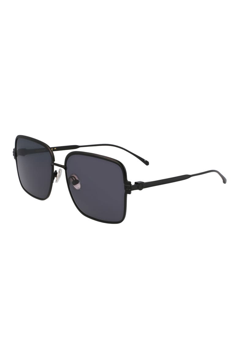 Gancini 57mm Modified Rectangular Sunglasses, Alternate, color, MATTE BLACK