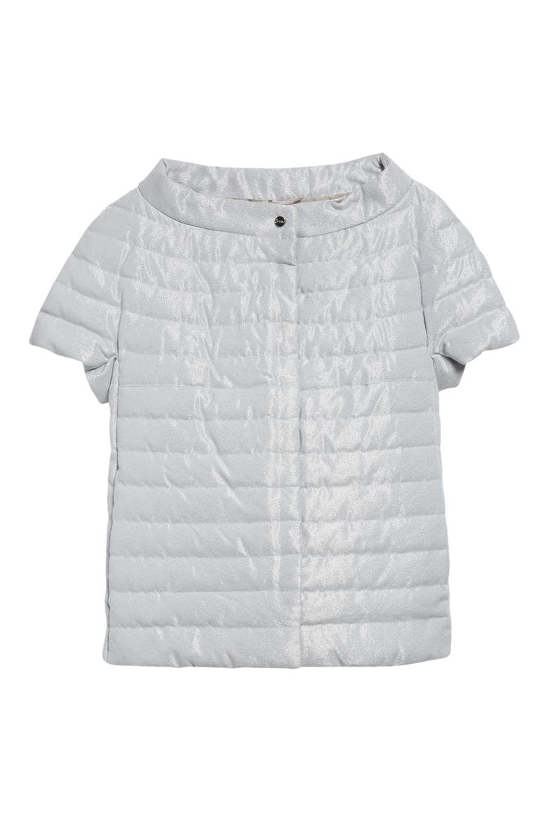 Short Sleeve Down Lamé Cape, Alternate, color, 9409 SILVER GREY