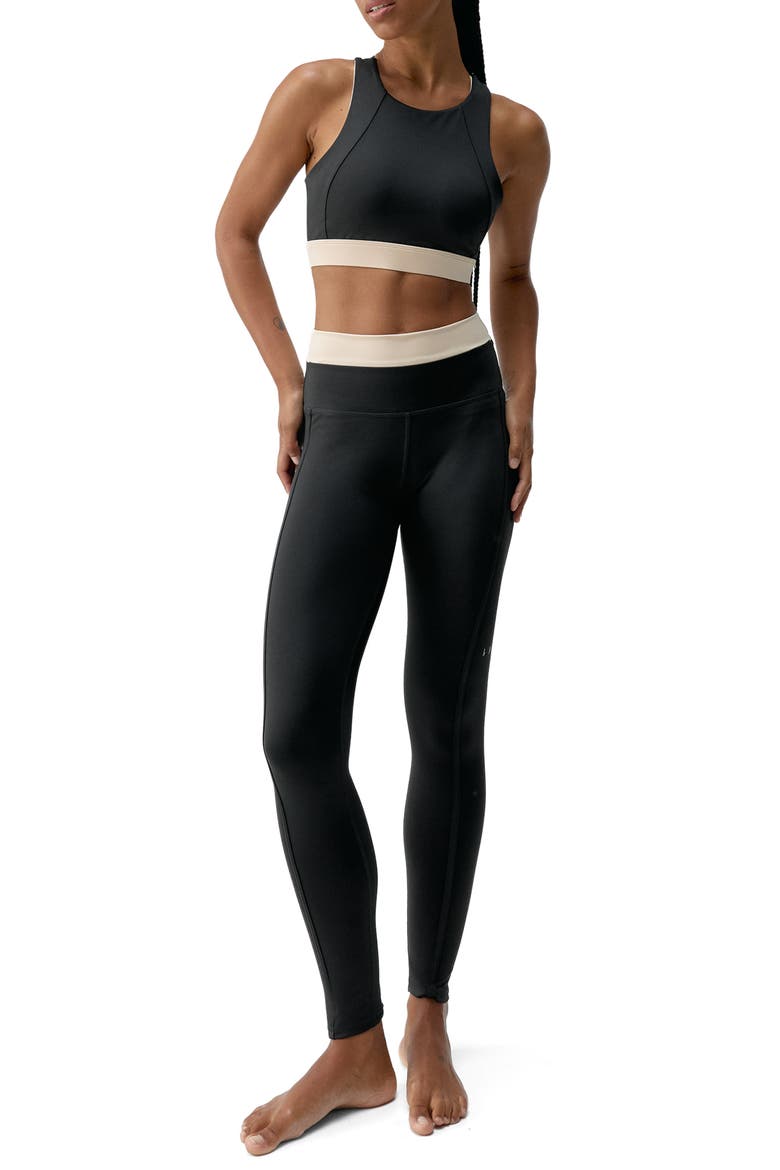 Fiorella High Support Performance Sport Top, Alternate, color, Black/Stone