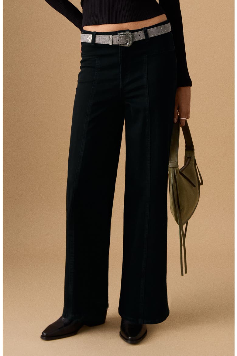 Seamed Wide Leg Jeans, Main, color, BLACK DENIM