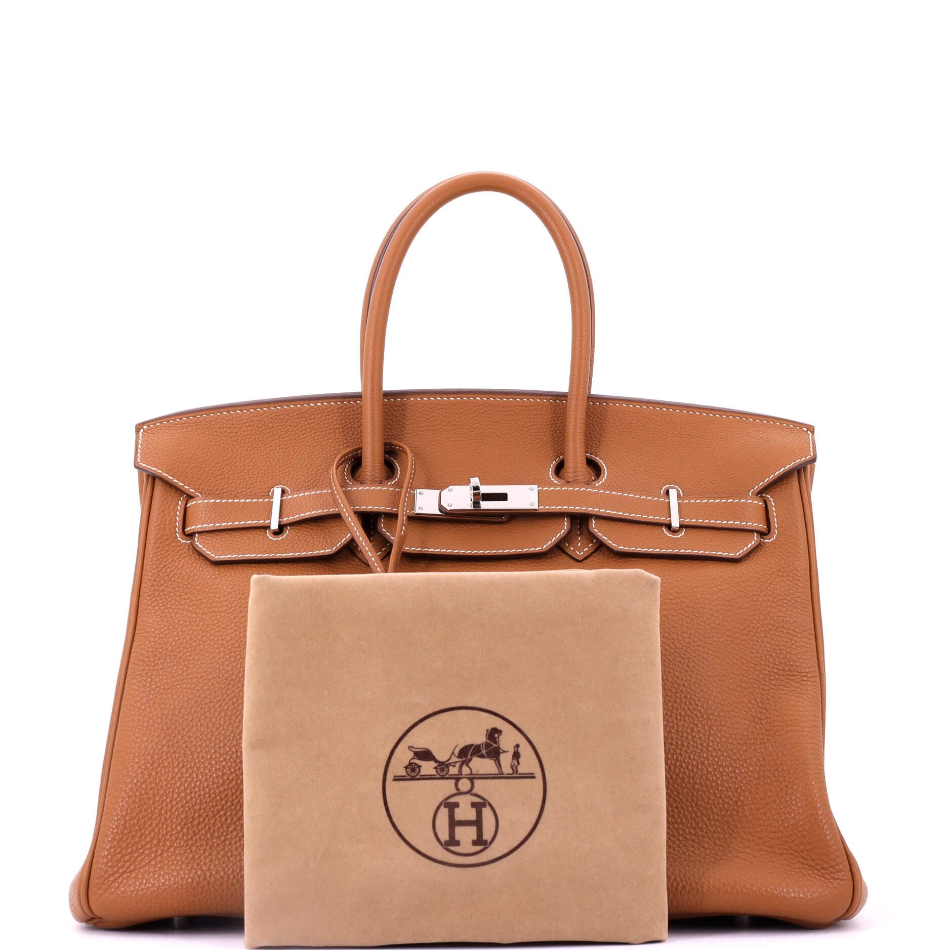 Pre-Owned Hermes Birkin Handbag Brown Togo with Palladium Hardware 35, Alternate, color, Gold