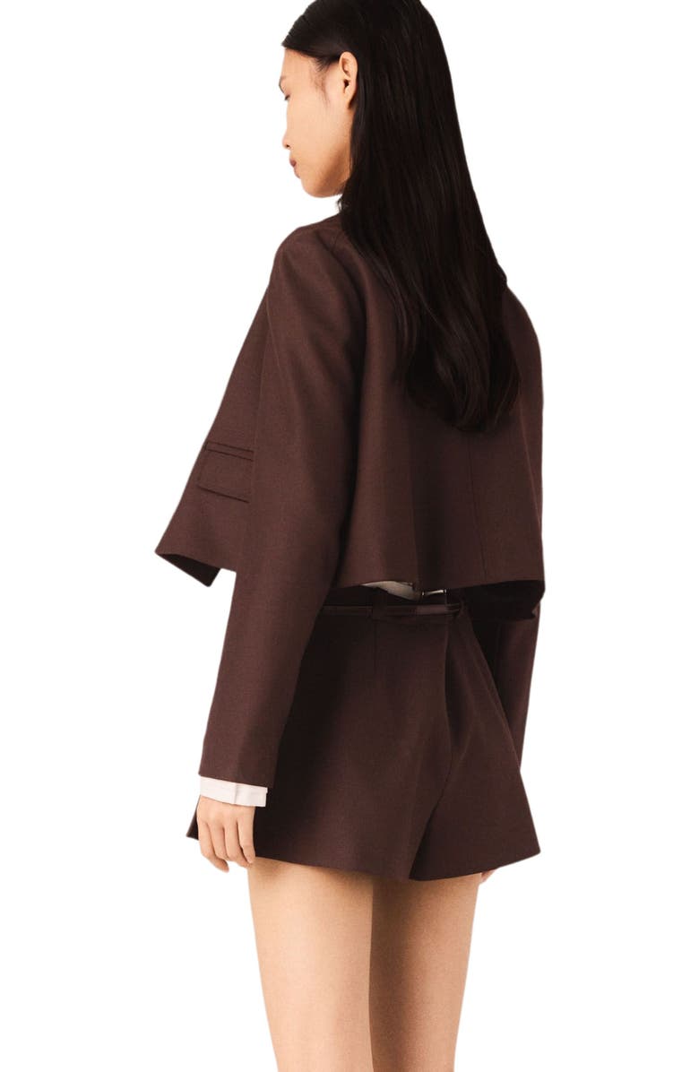 maje Short double-breasted jacket, Alternate, color, Brown