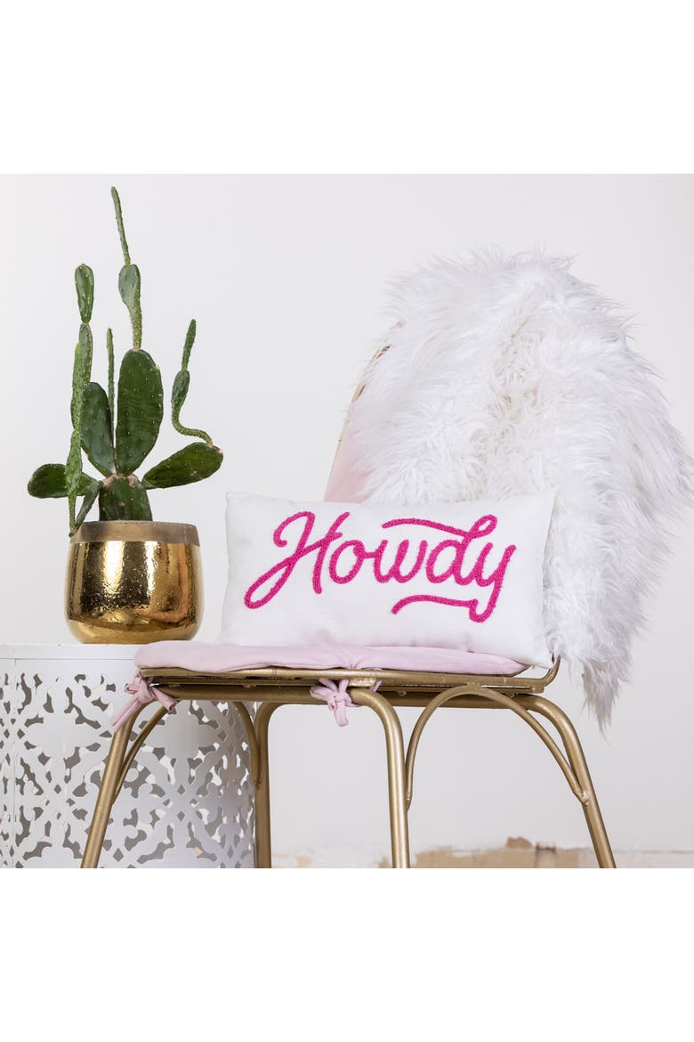 Howdy Towel Loop Lumbar Pillow Polyester White, Alternate, color, Pink