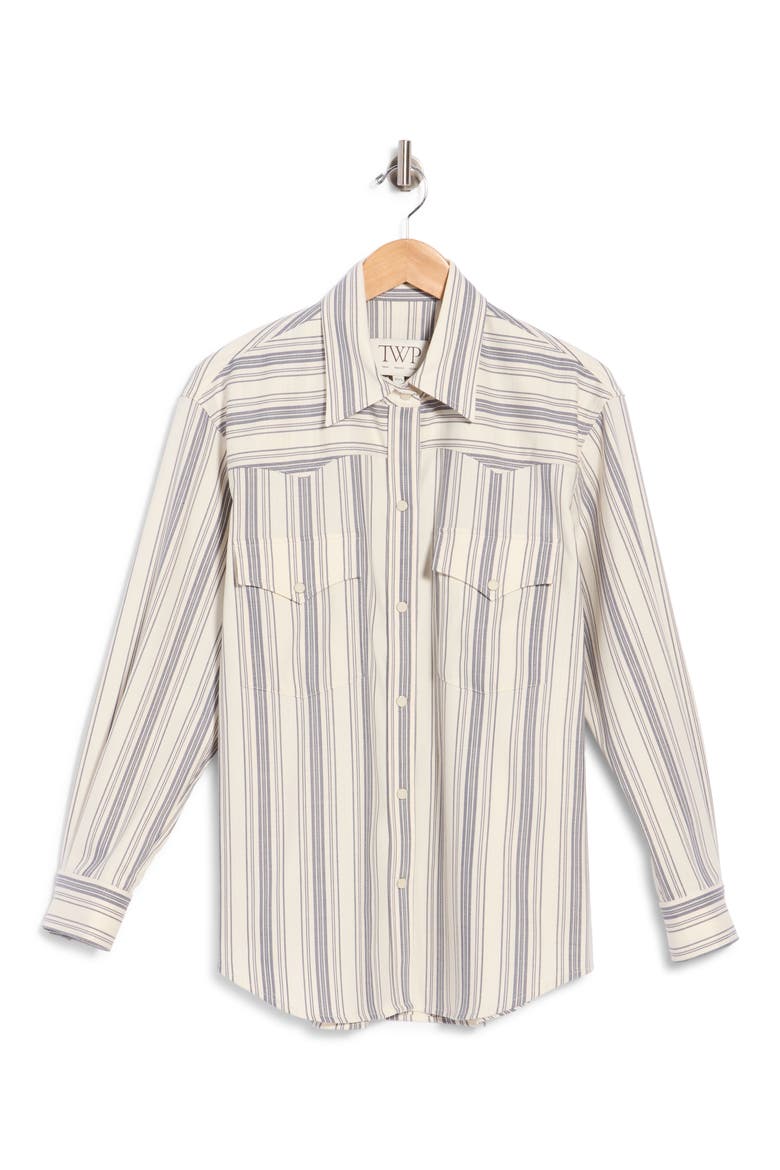 Dutton Striped Button-Up Shirt, Main, color, WHITE/ NAVY