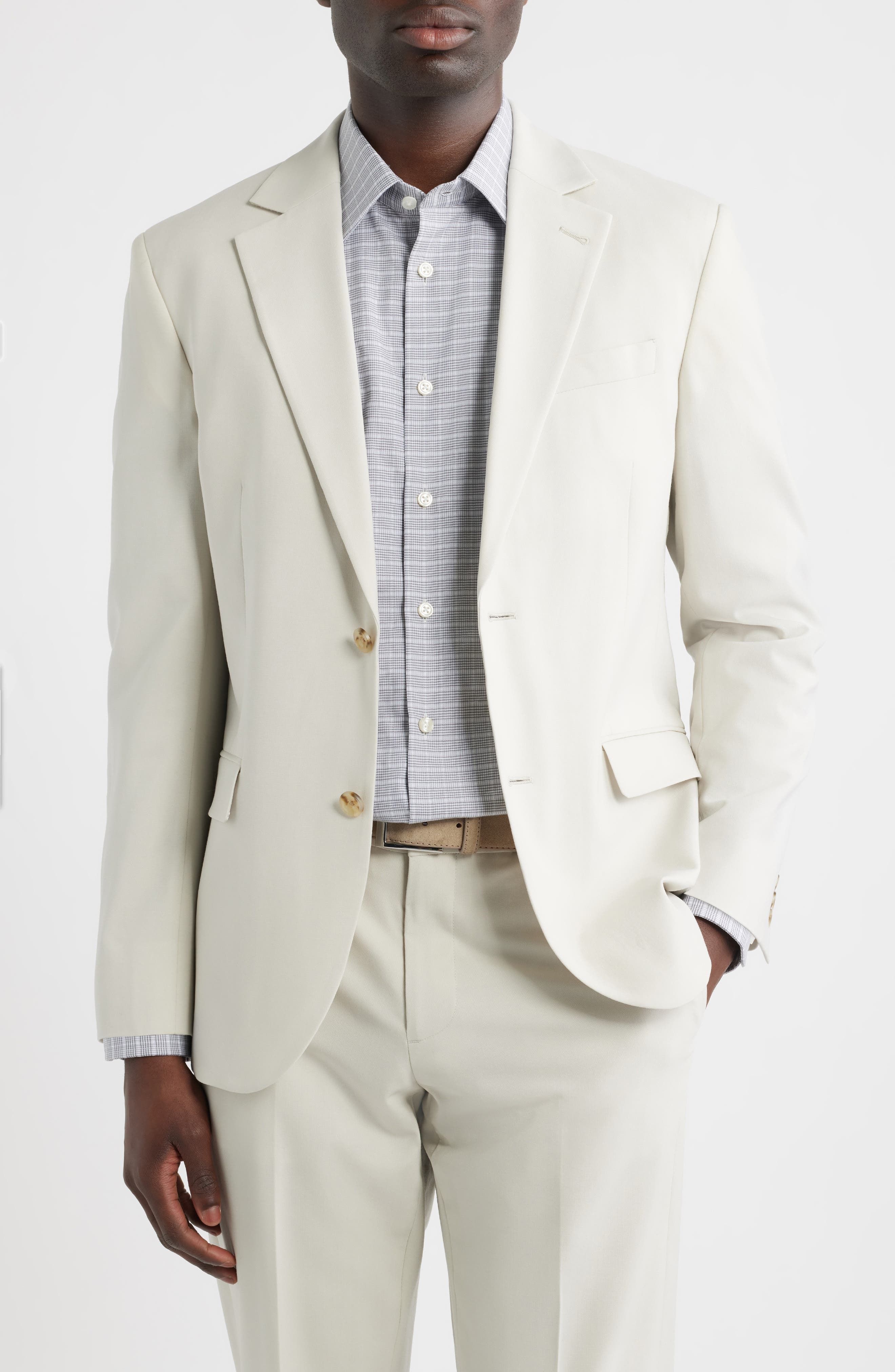 Henrik Trim Fit Solid Stretch Wool Suit Jacket - image 3