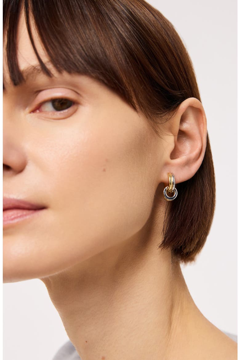 Asher Drop Huggie Hoop Earrings, Alternate, color, GOLD / SILVER