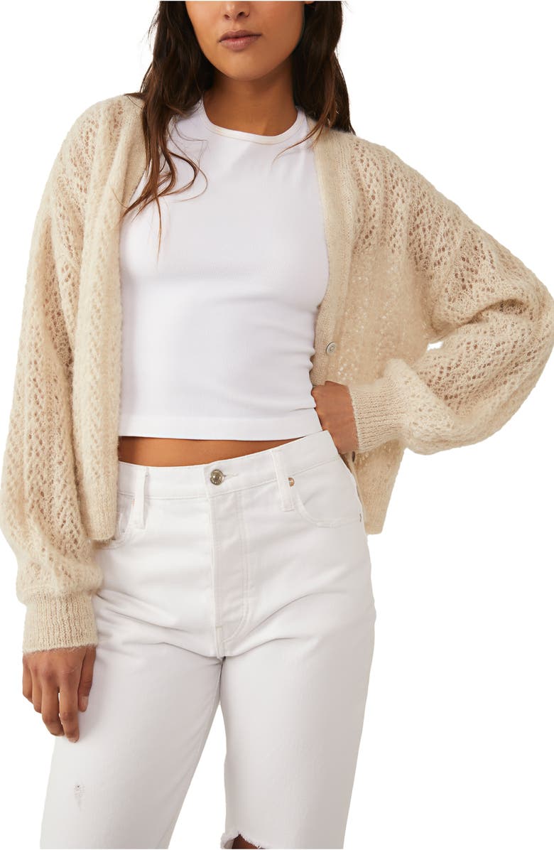 Free People Ameila Alpaca Pointelle Cardigan, Alternate, color, 