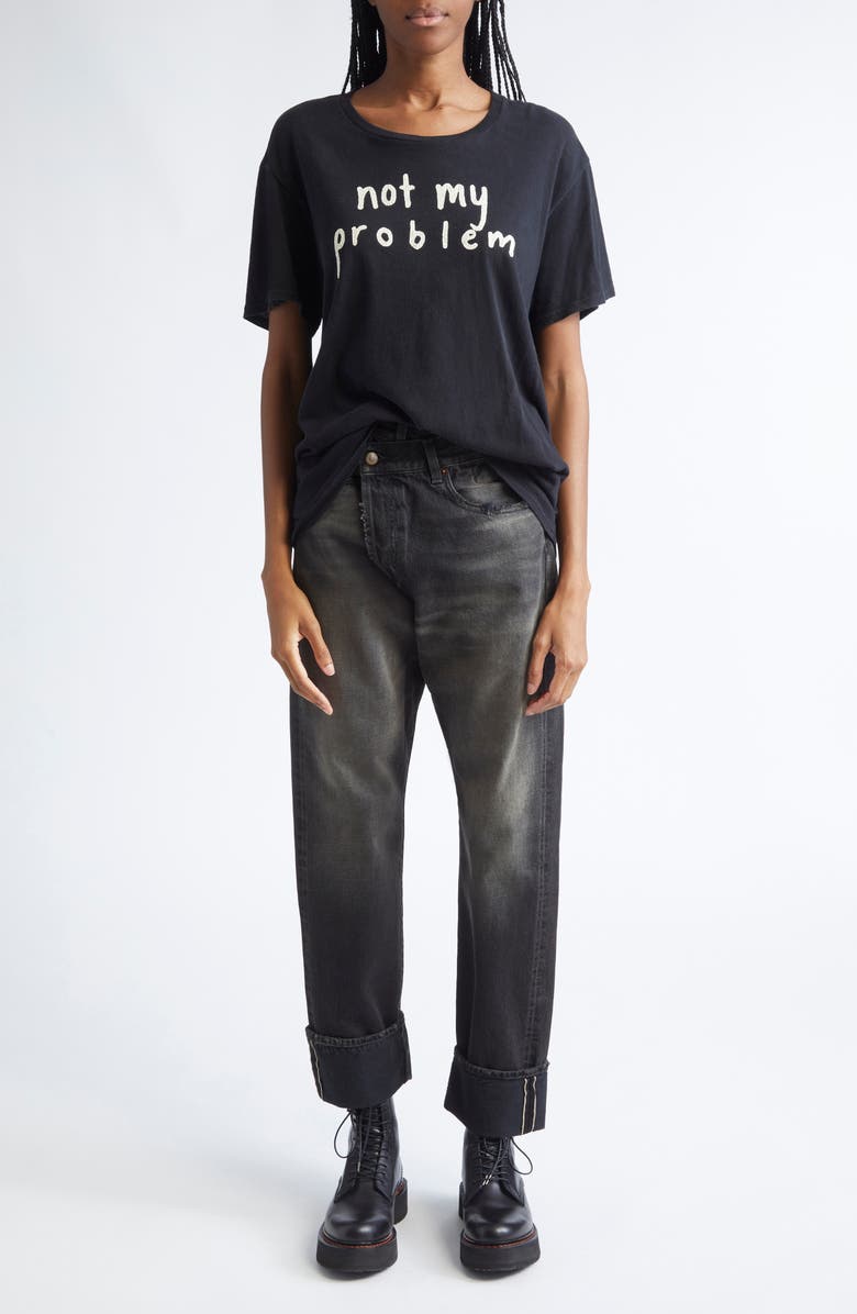 R13 Not My Problem Boyfriend Graphic T-Shirt, Alternate, color, Black