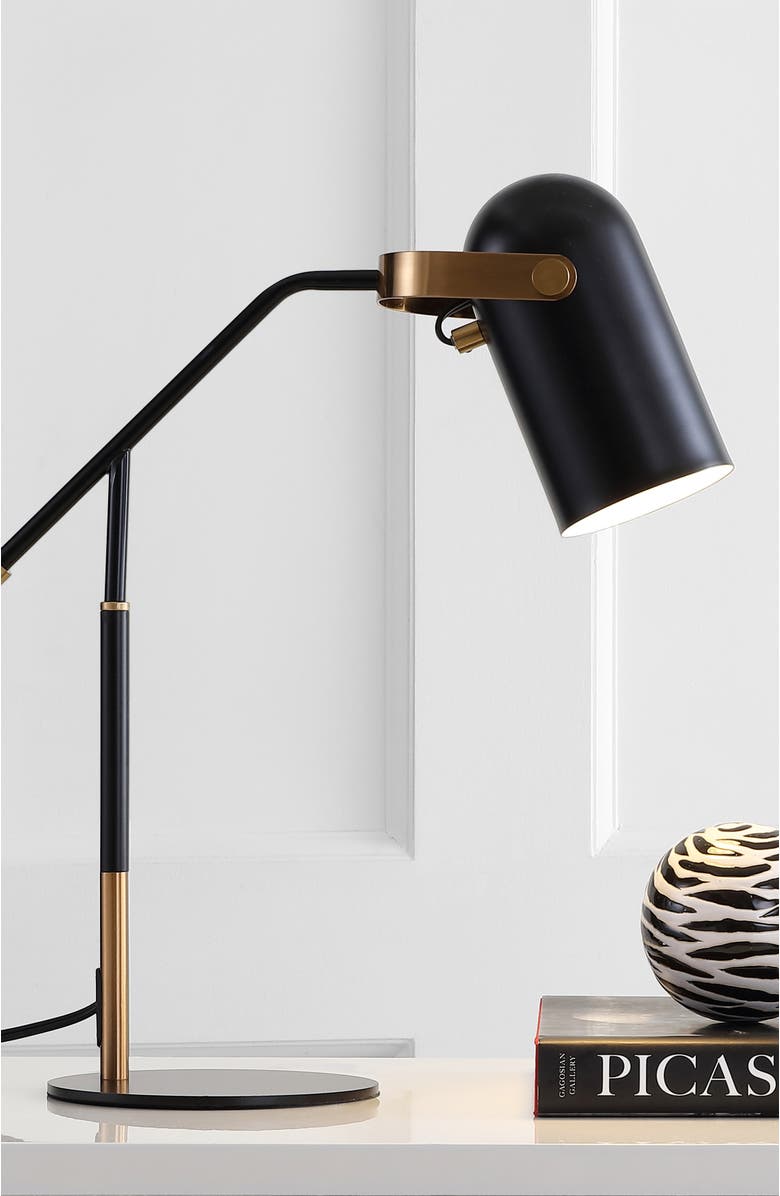 JONATHAN Y Edison 19.25" Metal LED Task Lamp, Black/Brass Gold, Alternate, color, Black/Brass Gold