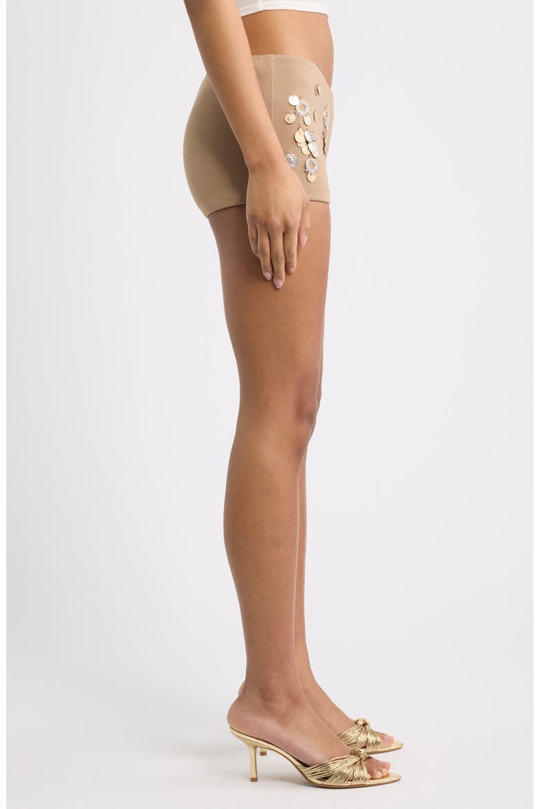 Coin Trim Hot Pants, Alternate, color, BROWN