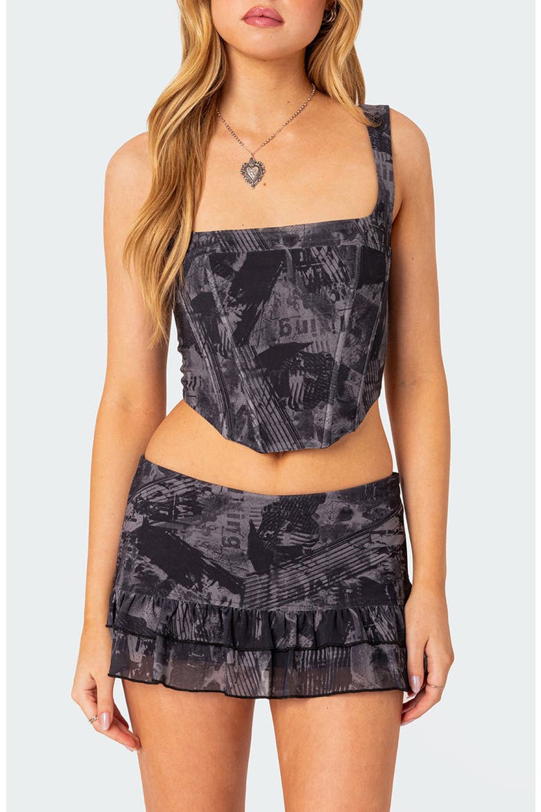 Nightlife Corset Crop Top, Main, color, GRAY