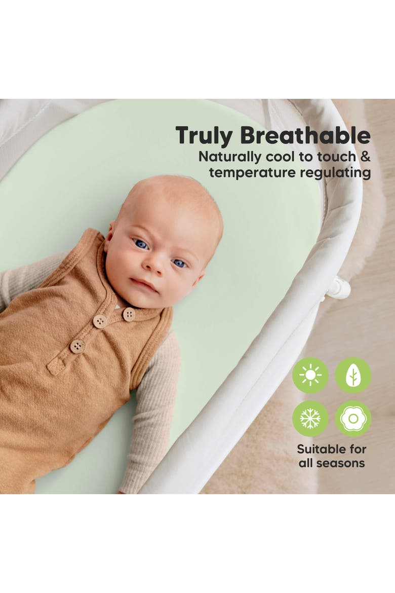 2-Pack Isla [Protect+] Waterproof Bassinet Sheets, Alternate, color, Sage