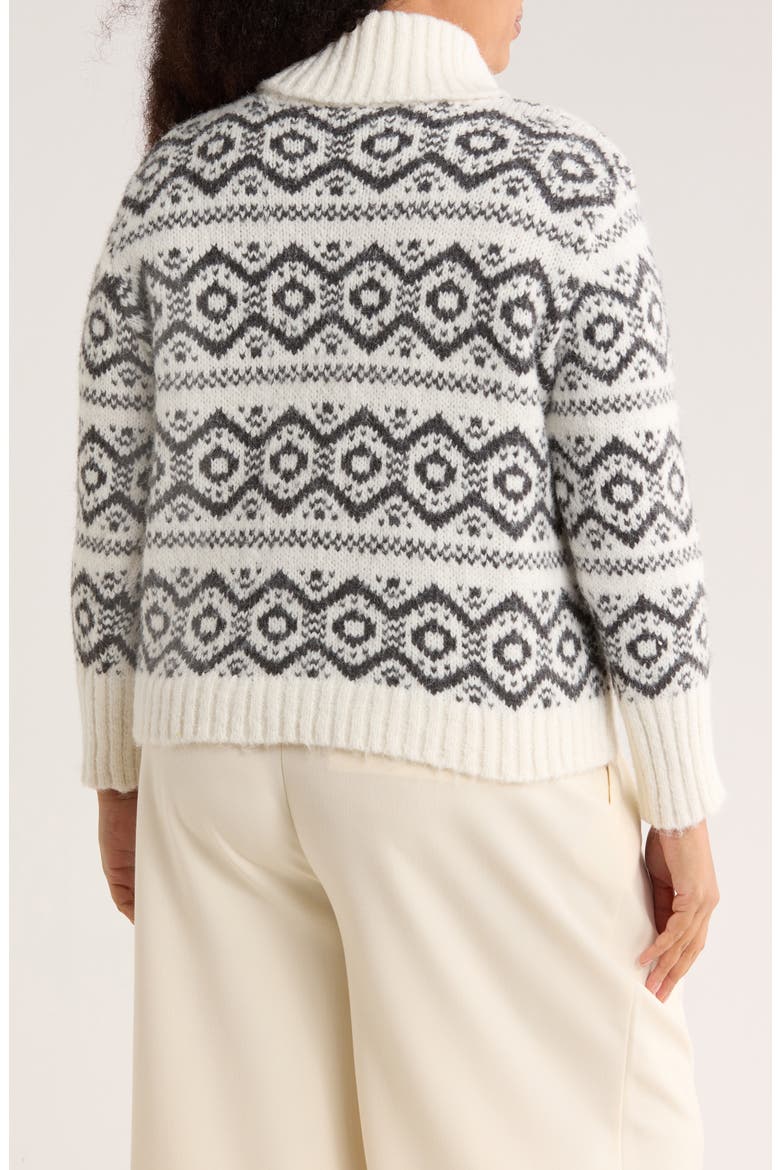 Fair Isle Turtleneck Sweater, Alternate, color, EGRET/ CHARCOAL