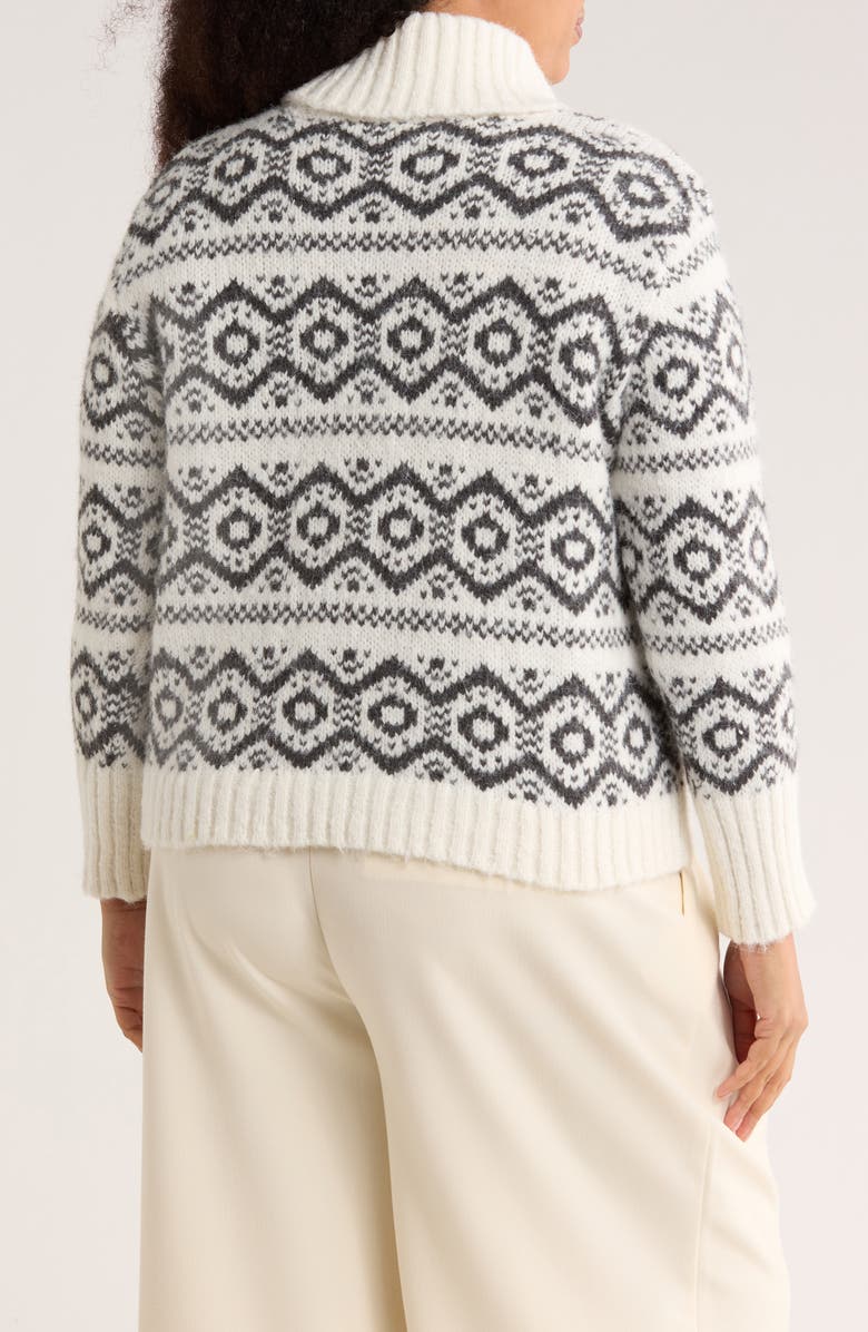 Joseph A Fair Isle Turtleneck Sweater, Alternate, color, Egret/ Charcoal