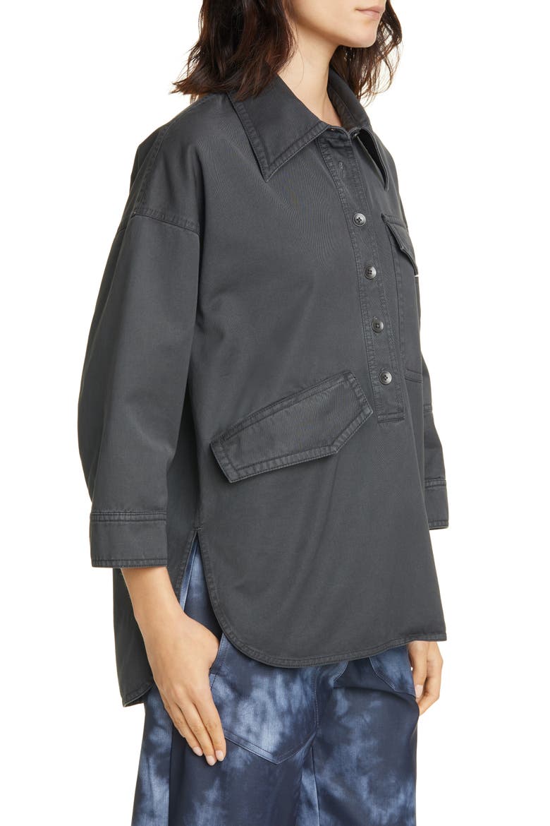 Garment Dyed Twill Oversize Cocoon Shirt, Alternate, color, STORM GREY
