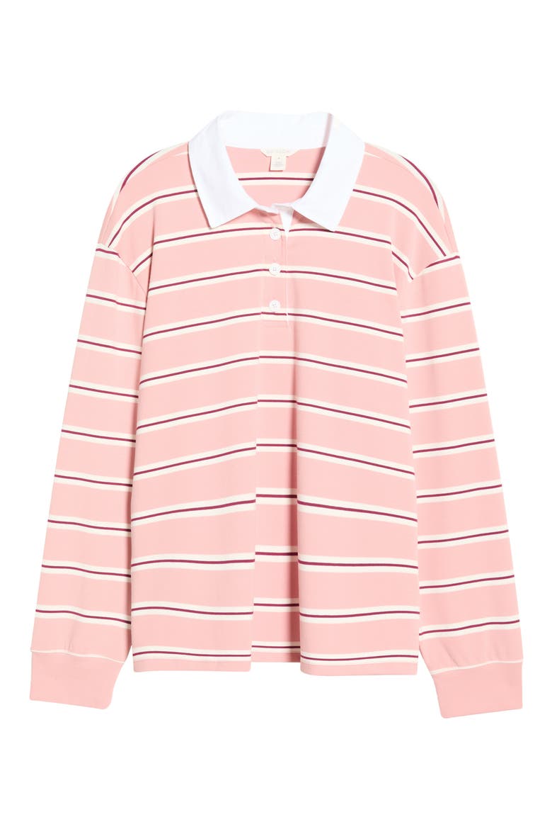 Stripe Long Sleeve Rugby Polo, Alternate, color, PINK EMILIA STRIPE