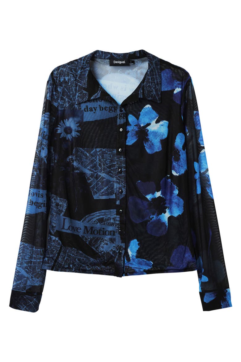 Tulle Arty Patchwork Shirt, Alternate, color, BLUE
