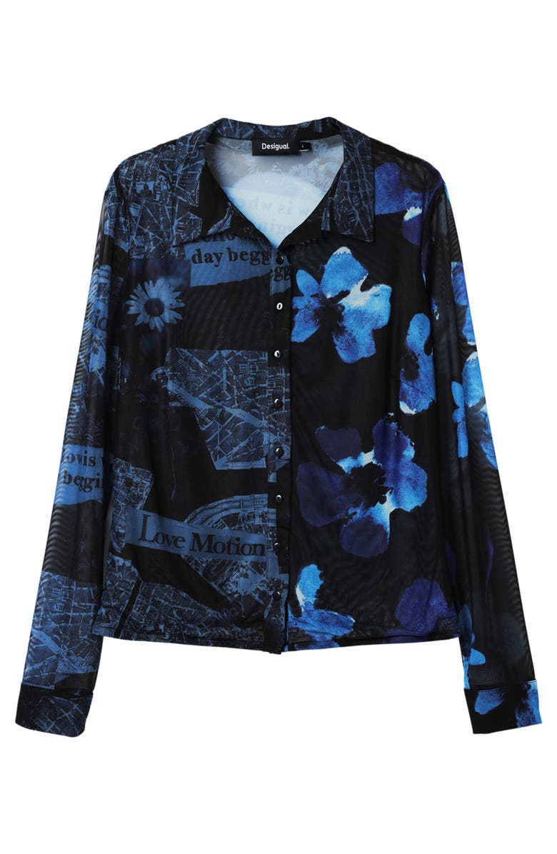 Desigual Tulle Arty Patchwork Shirt, Alternate, color, Blue