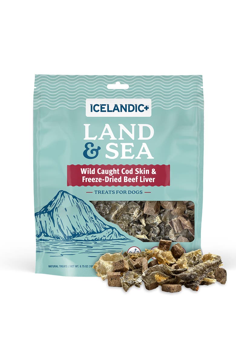 ICELANDIC+ Land & Sea Wild Caught Cod Skin & Freezedried Beef Liver, Alternate, color, Multicolored