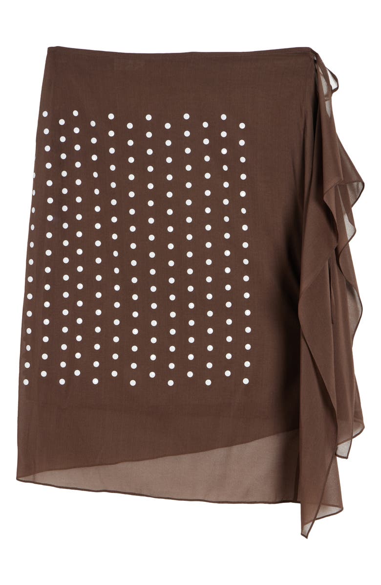 Dries Van Noten Sima Polka Dot Stretch Silk Wrap Skirt, Alternate, color, Brown
