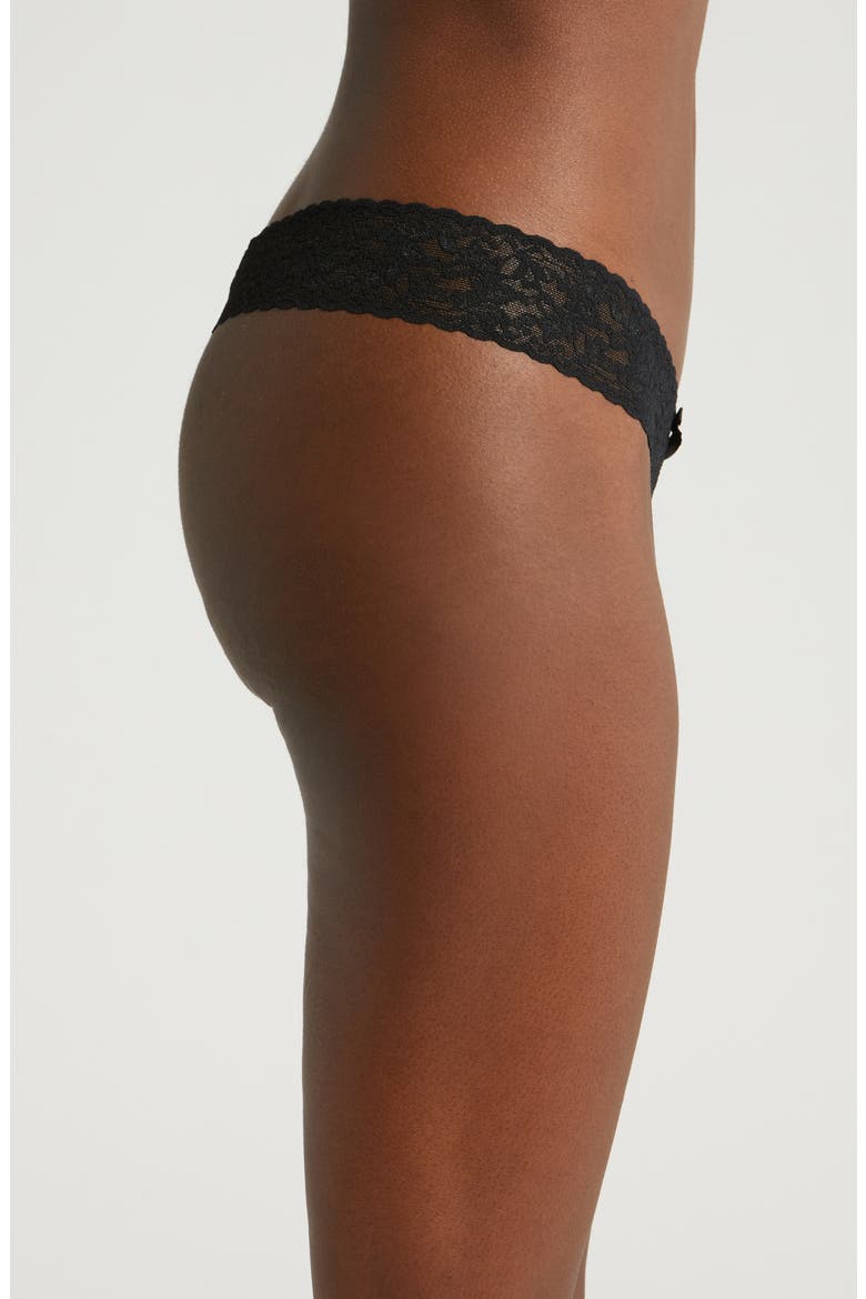 Signature Lace Low Rise Crotchless Thong, Alternate, color, BLACK