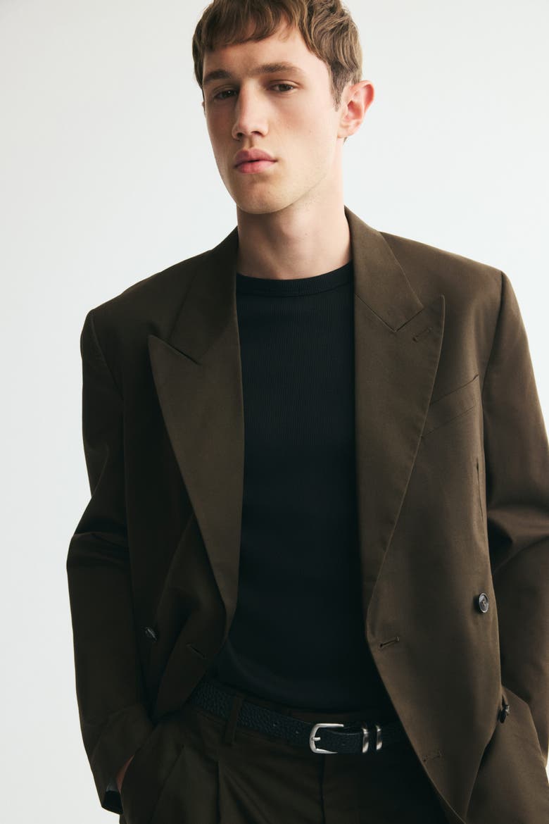Relaxed-fit Double-breasted Jacket, Alternate, color, Dark khaki green
