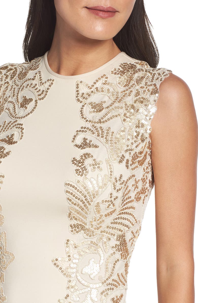 Tadashi Shoji Sequin Appliqué Neoprene Sheath Dress, Alternate, color, 