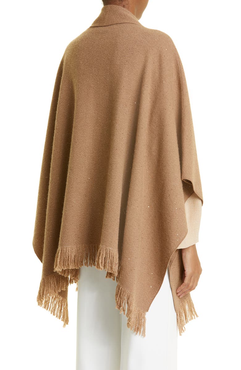 Fabiana Filippi Fringe Virgin Wool Blend Ruana, Alternate, color, 
