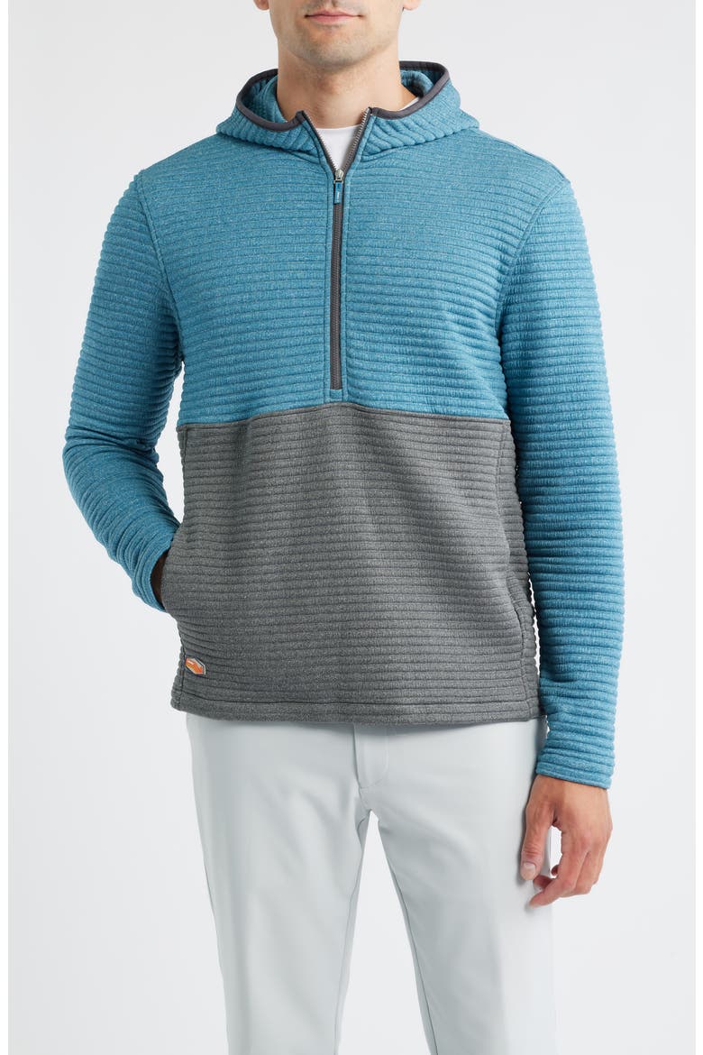 Werner Rib Colorblock Half Zip Hoodie, Main, color, MERCURY