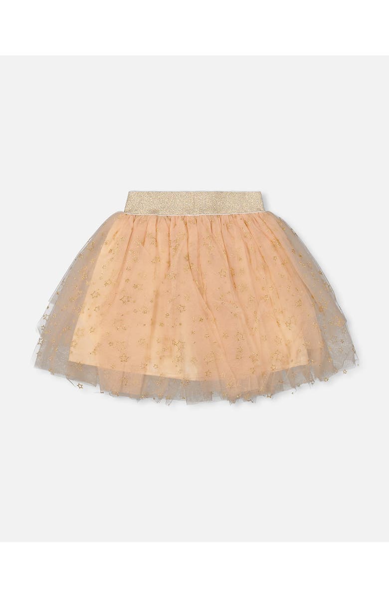 Deux par Deux Multi Layer Glittering Mesh Skirt, Alternate, color, Beige