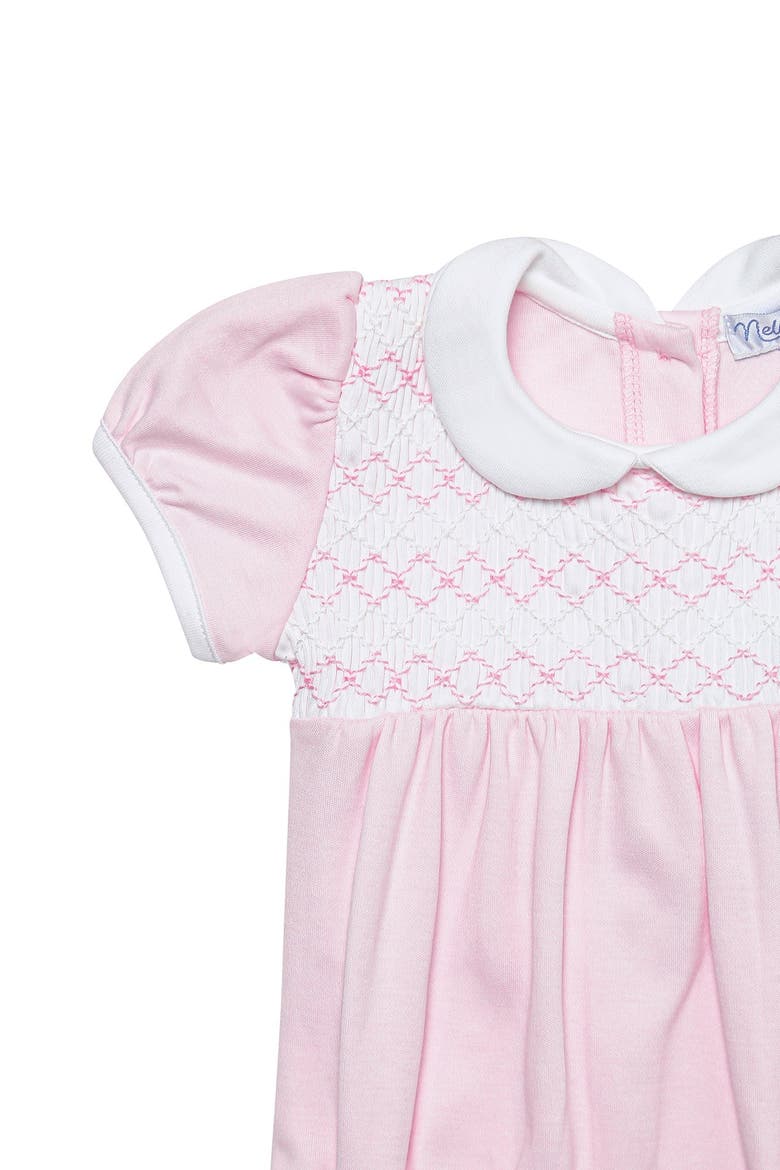 Signature Smocked Girls Bubble - Baby, Alternate, color, White with Pink smocking