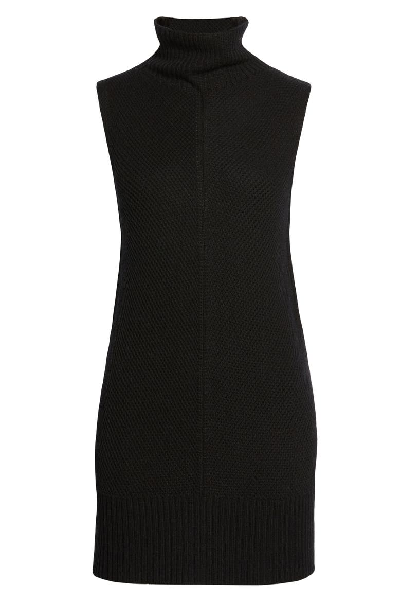 SLEEVELESS MOCK NECK SWEATER, Alternate, color, BLACK