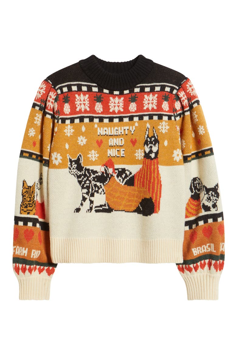 Naughty & Nice Fair Isle Sweater, Alternate, color, BEIGE MULTI